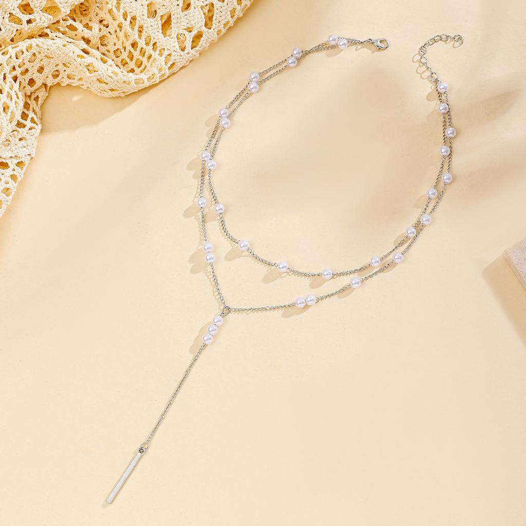 Geometric Pearl Pendant Necklace Elegant Chic Gift For Women