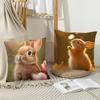 Cute Rabbit Cushion Cover Soft Plush Fabric Double-Sided Printed Sofa Cushion Cover For All Seasons Home Decor Gift