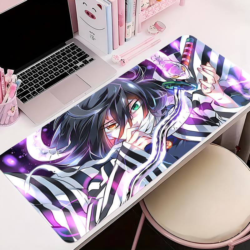 Mauspad Büro-PC-Zubehör Tastaturmatte Anime-Muster Rutschfeste Gummi-Mausmatte Ddemon Slayer Obanai Iguro Gamer Schreibtischmatte