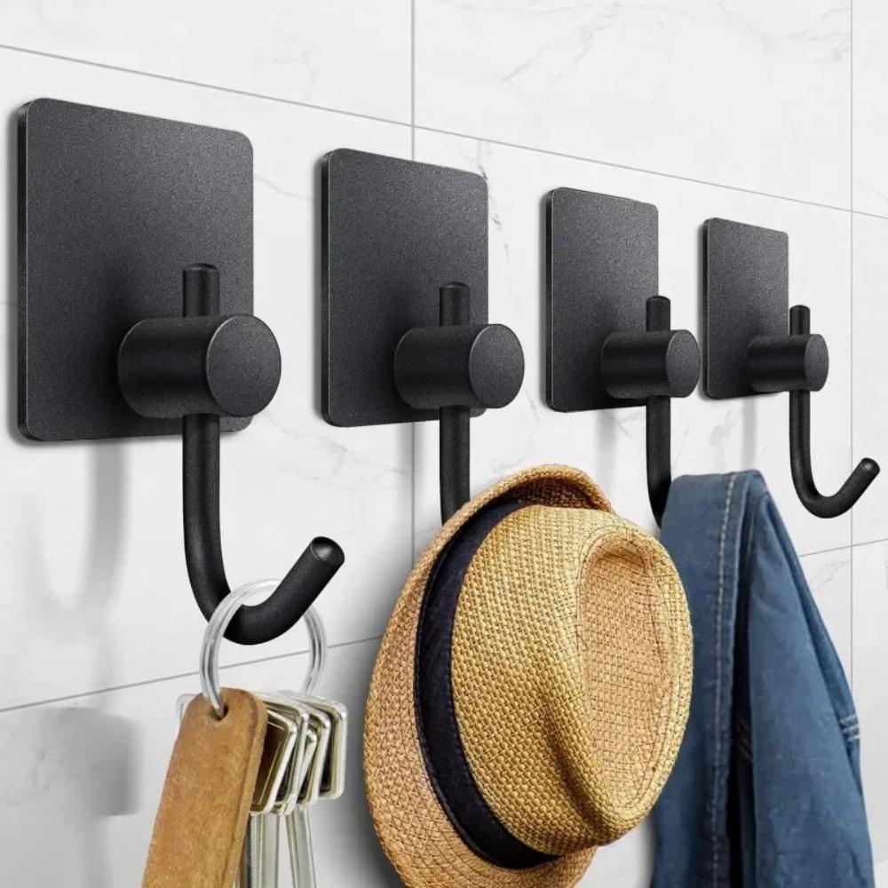 1/1pc Bathroom Stainless Steel Robe Hook Multi-Purpose Adhesive Wall Towel Hook Home Kitchen Hardware Sundries Storage Hooks