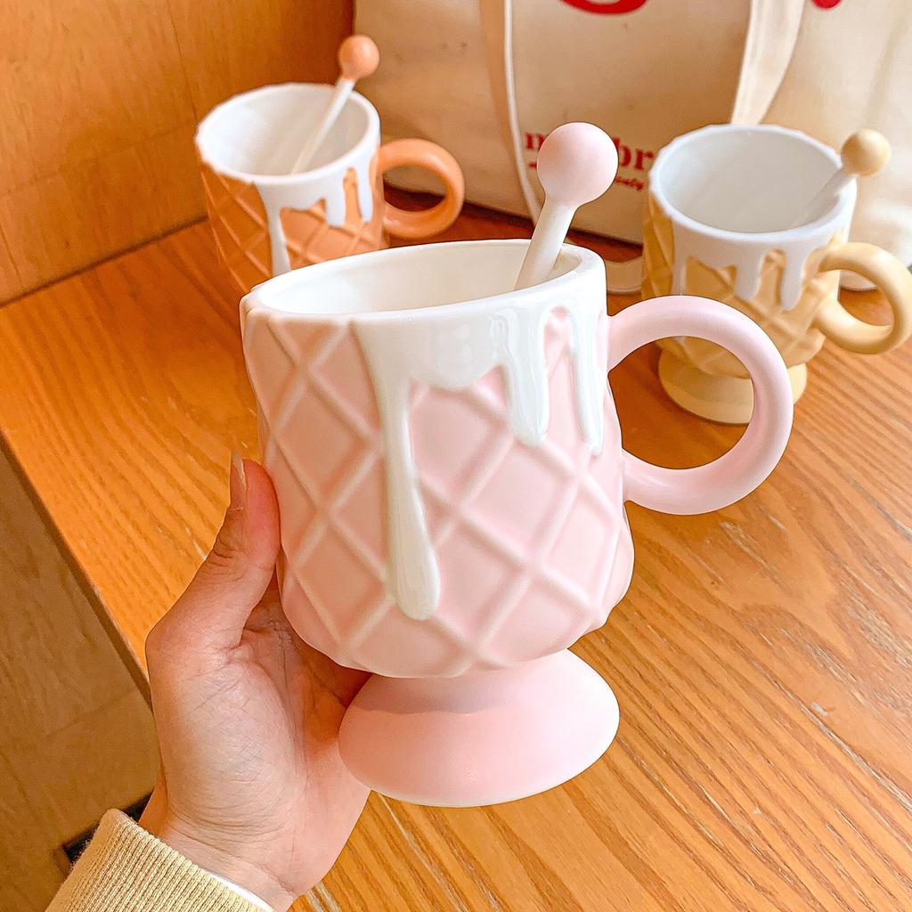 Hochwertige Keramiktasse für Frauen Haushalt Eisbecher Becher Büro Wasserbecher Frühstück Milchbecher