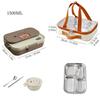 304 Stainless Steel Bento Box with Bowl Cutlery Large Capacity Divided Food Storage Container Sealed Lunchbox for Kids School