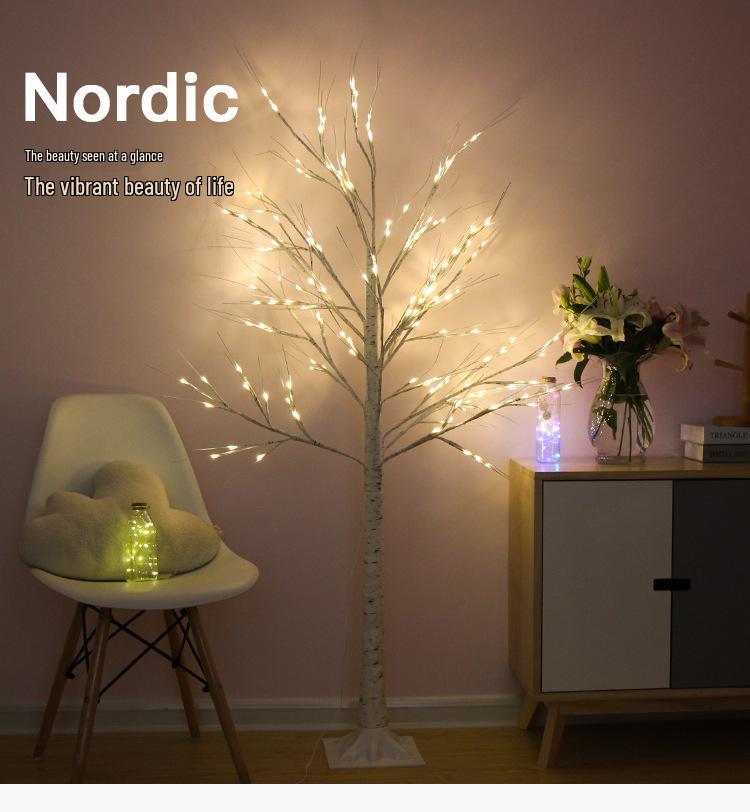 Cross-Border LED Christmas Lights - Luminous White Birch Branches for Home Decor