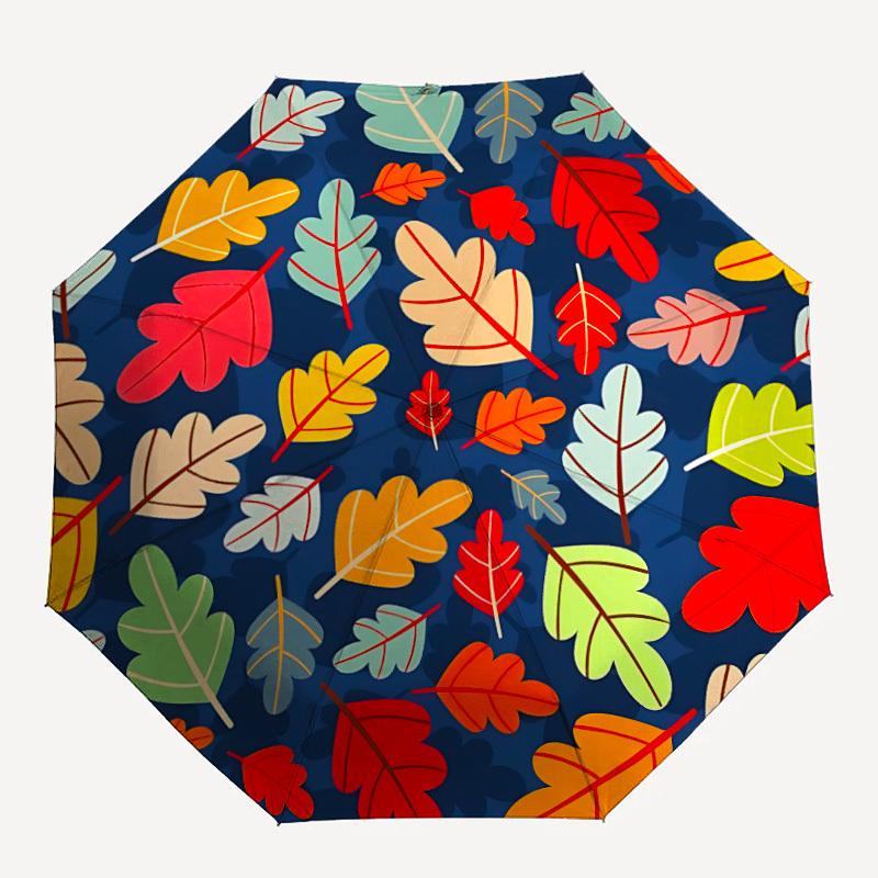 1pc Autumn Leaves Automatic Open 8-Rib Windproof Umbrella, Travel & Commuting, Suitable for All Seasons