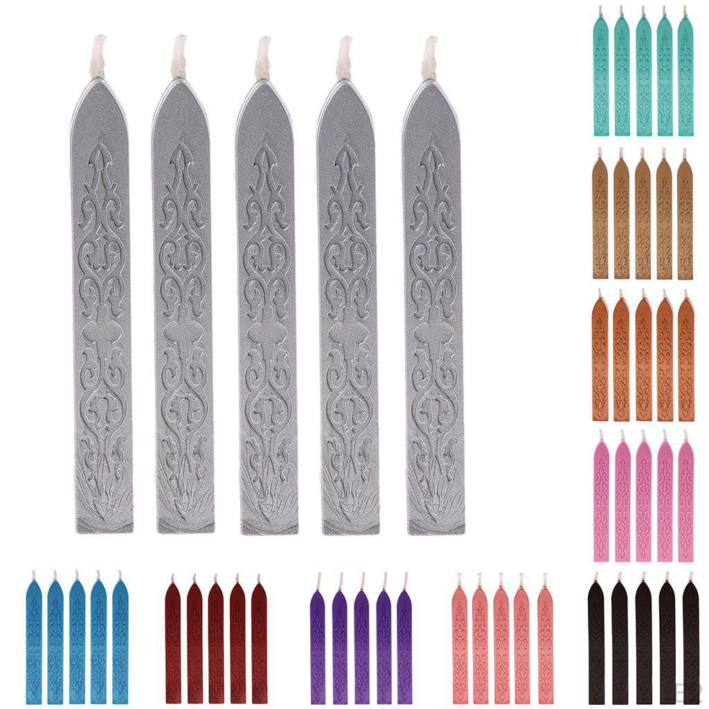 5 Pack Sealing Seal Wax Sticks With Wick For DIY Decorating Envelope Parcels