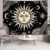Tapestry Vintage Celestial Sun Moon Tapestries Starry Sky Wall Hanging Mystical Astrology Line Art Decor Bedroom Dormitory