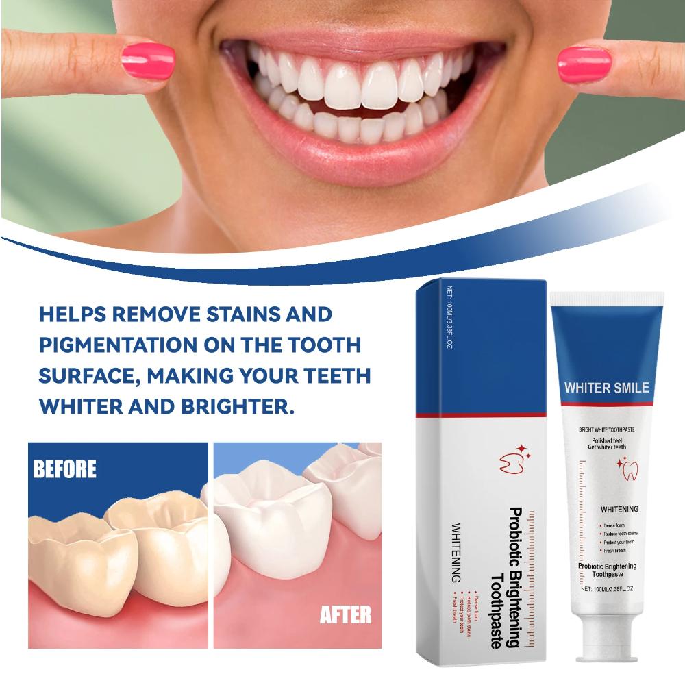 Dentifrice Probiotique Blanchissant 100ml Hygiène Bucco-Dentaire Haleine Fraîche Élimination des Taches Nettoie Dents Jaunes Blanchit les Dents Dentifrice