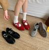 IPPEUM Red Mary Janes For Women 2025 New Ballerina Flat PU Leather Round Toe Ballet Flats Shoes Black