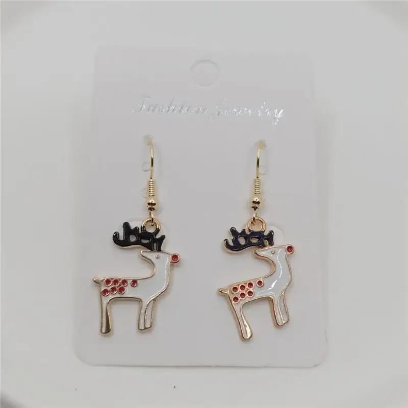 Christmas Tree Wreath Crutch Gift Box Santa Claus Snowman Deer Earrings Ladies Long Tassel Circle Accessories Creative Gifts