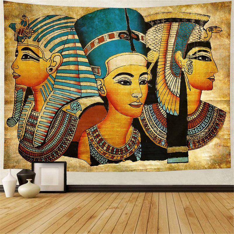 Vintage Ägyptische Göttin Wandteppich Altes Papyrus Hieroglyphen Flügel Sonne Antike Zivilisation Raum Hängendes Tuch Dekor