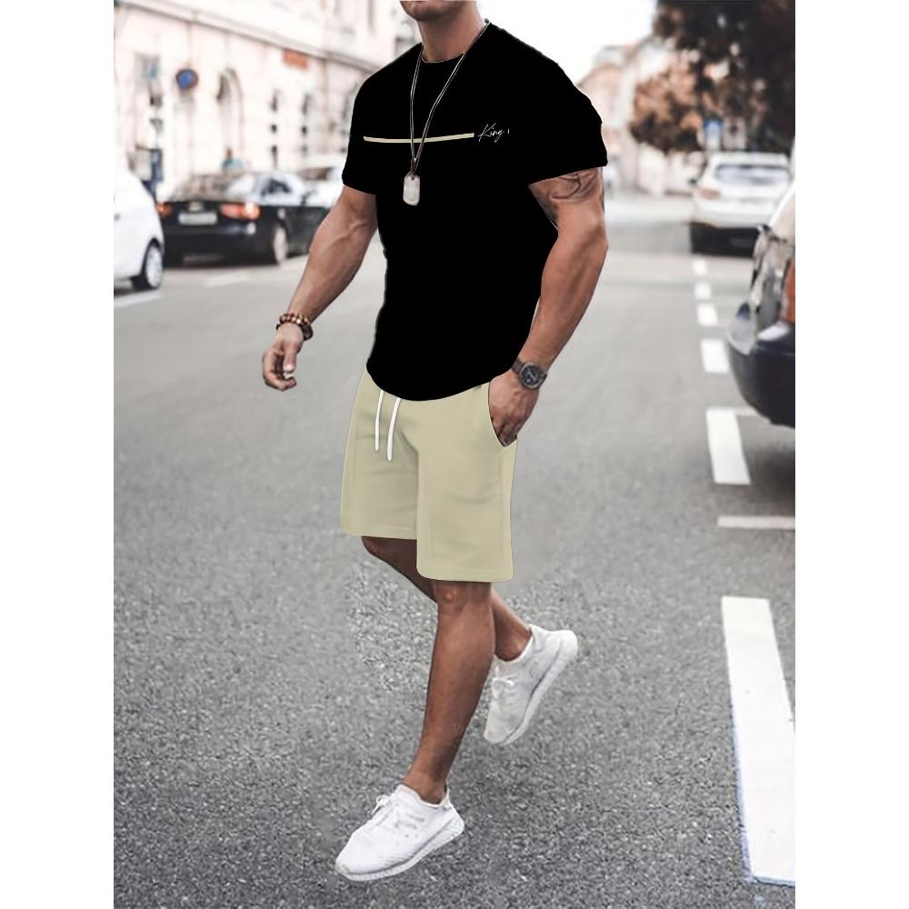 Summer Men s Short-sleeved Shorts Sports and Casual Fashion Simple Trend Suit Versatile and Breathable S
