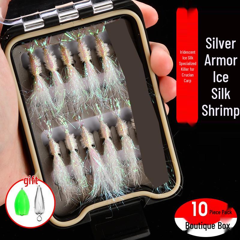 Ice Silk Shrimp Hook Fly Fishing Lure Set for Bass, Mackerel, and Aspius