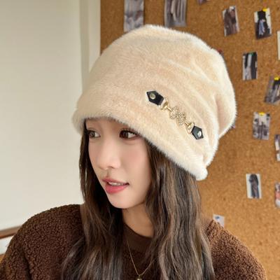 Fashion Winter Hat Plush Fur Winter Knitted Hats for Women Winter Warm Beanie Hats Women Solid Adult Cover Head Cap