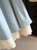 Spring 2026 Women's A-Line Skirt: Elegant Double-Layered Lace Trim Bow High-Waisted Mid-Length Design