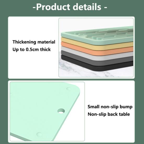 Anti-slip Silicone Faucet Mat Waterproof Sink Drain Pad Wrap-around Design Kitchen Countertop Protector Drying Soap Toothbrush Holder Splash Guard