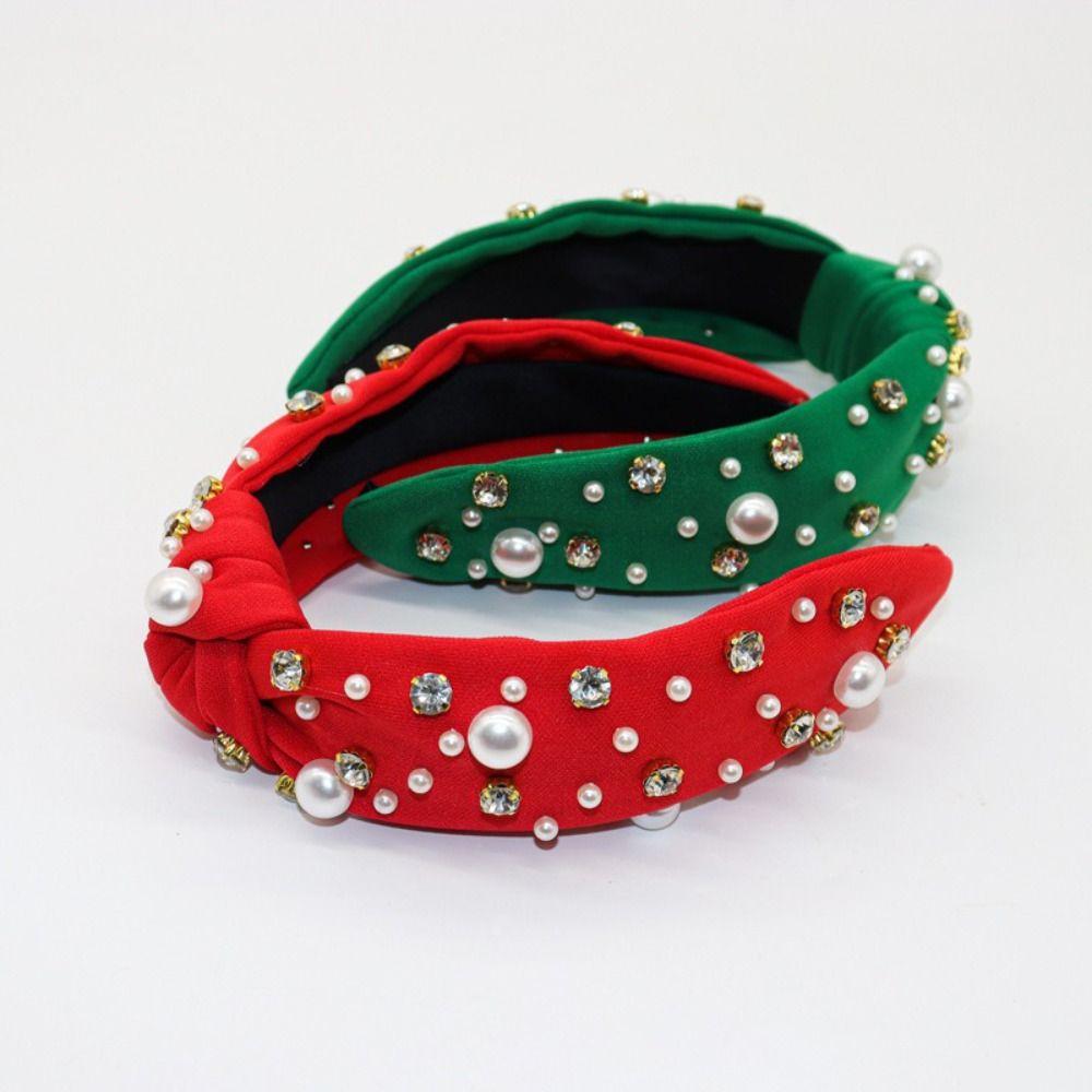 Luxury Twist Wide Edge Hairband Diamond Pearl Knotted Headband Pearl Headband  Trendy Headband