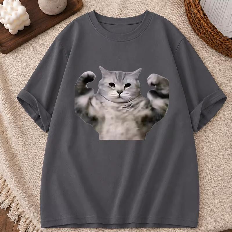 Fitness Cat Funny Meme Unisex Casual Loose O Neck Summer Short Sleeve Unisex And Unisex TShirt