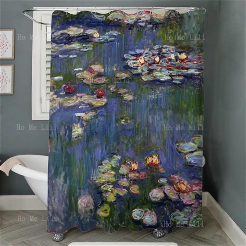 Elegante Vintage Bunte Blumen Natur Floral Kunst Modern Romantisch Claude Monet Seerosen Duschvorhang Mit Haken