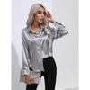 JPNTKY Women's Fashion Casual Solid Color Print Long Sleeve POLO Neck Blouses & Shirts
