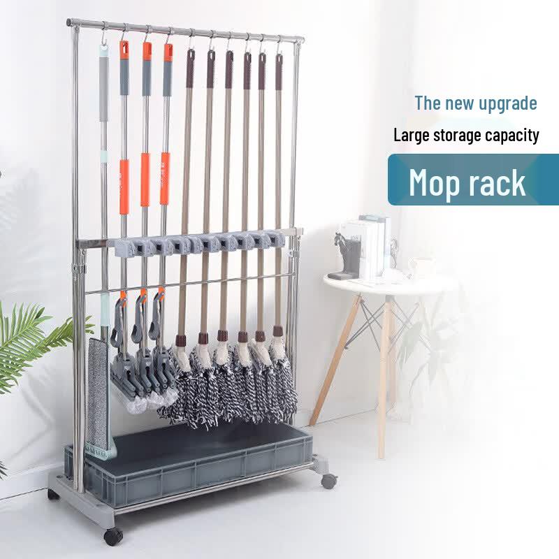 Stainless Steel Mobile Mop and Broom Holder