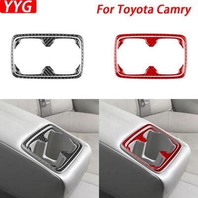 For Toyota Camry 2015 2016 2017 Carbon Fiber Rear Water Cup Holder Panel Trim Cover Car Interior Decoration Sticker Accessories