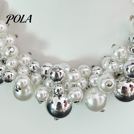 V-neck Accessory Necklace 1 Set Chunky Faux Pearl Jewelry, Beaded Choker And Large Earrings, Metallic for Women Dinner Parties Wedding