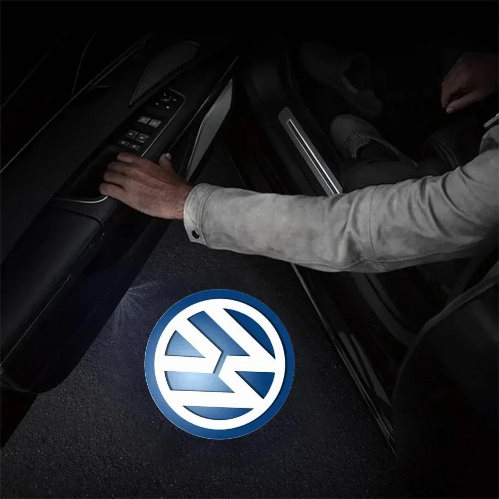 Car Laser Projector LED HD Induction Lamp Wireless Magnetic Welcome Light For Volkswagen Golf Polo Passat Touran VW CADDY RlineKD3