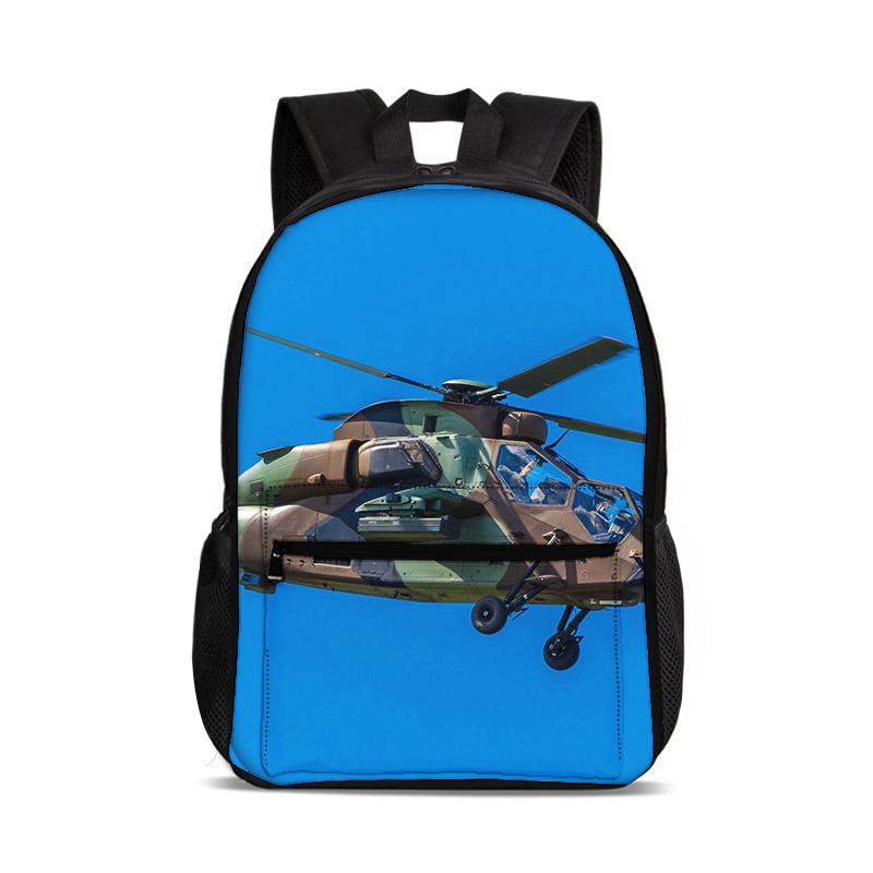 Helicopter Large Capacity Lightweight Backpack Computer Bag New Mechanical Printing Best Gift for Boys and Girls In School