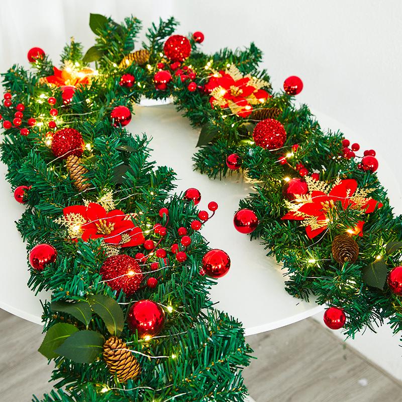 Luminous Christmas Garland and Wreath Ornaments for Shopping Malls, Hotels, and Staircases.