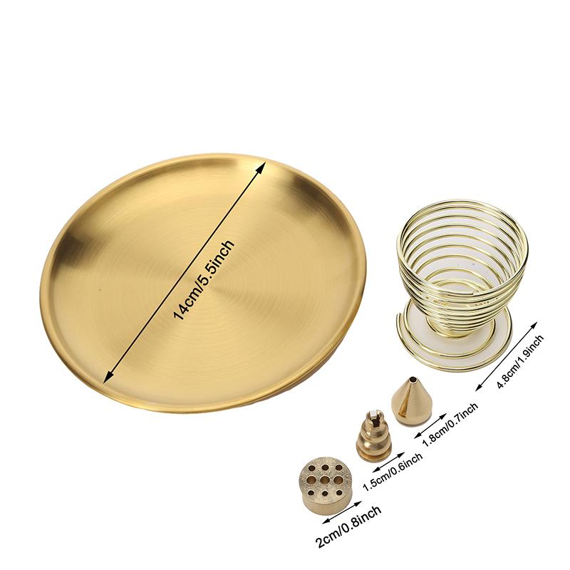 Räucherstäbchen/Spiralräucherstäbchen/Räucherkegel Messing Aschefänger Meditation Yoga Raum Messing Gold 5 in 1 Metall Räuchergefäß