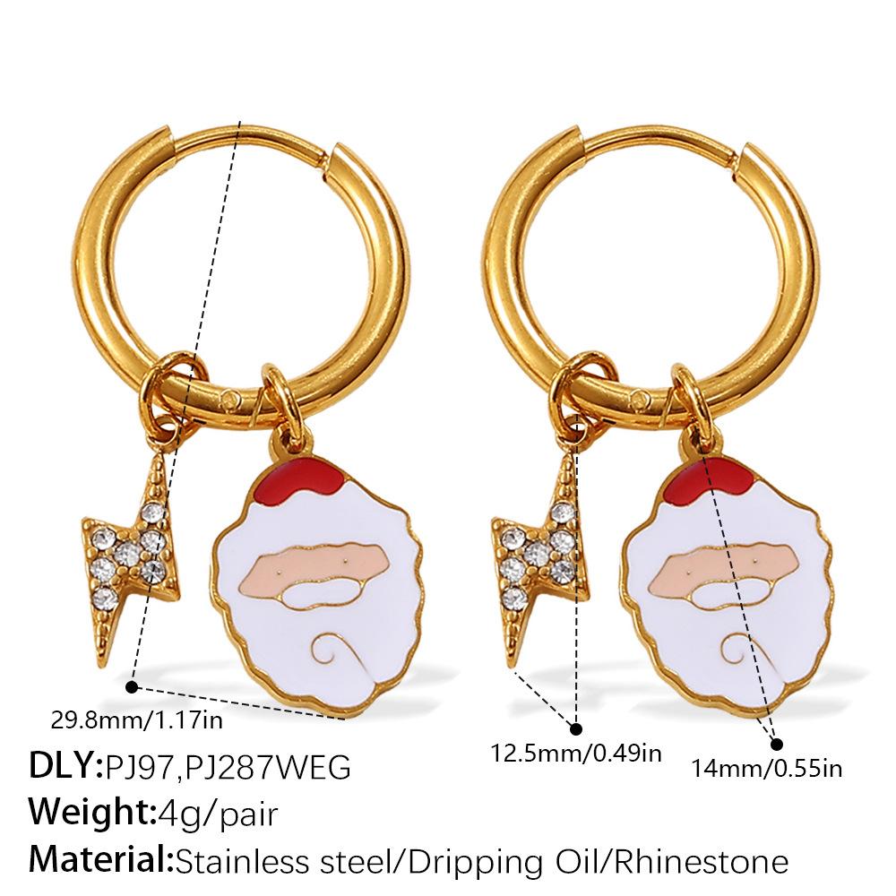 Christmas Wind DIY Pendant Earrings Stainless Steel Gold-plated Fun Pendant Combination Earrings Jewelry Women