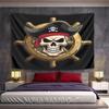 Pirate Skull with Ship Wheel Design Pattern Wall Hanging Tapestry Decorative Tapestry Home Decor for Bedroom and Living Room