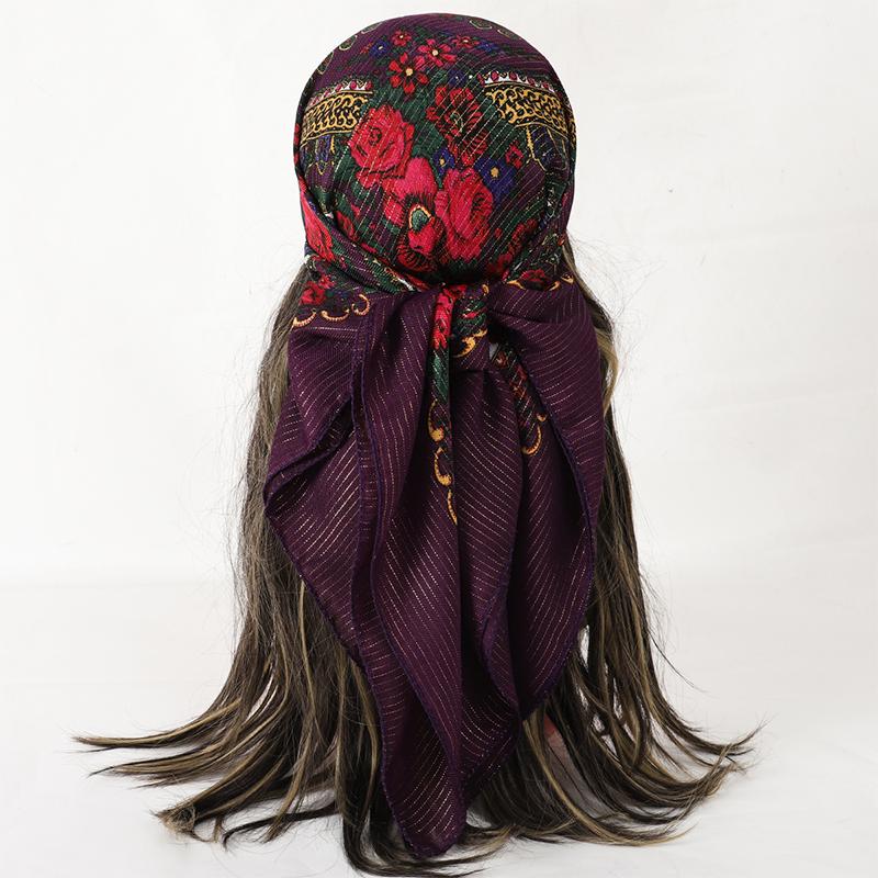 70X70CM High-Quality Square Fashion Scarf Women Floral Cotton Bandanas Lady Scarves HIjab Headband Accessories Handkerchief Hair