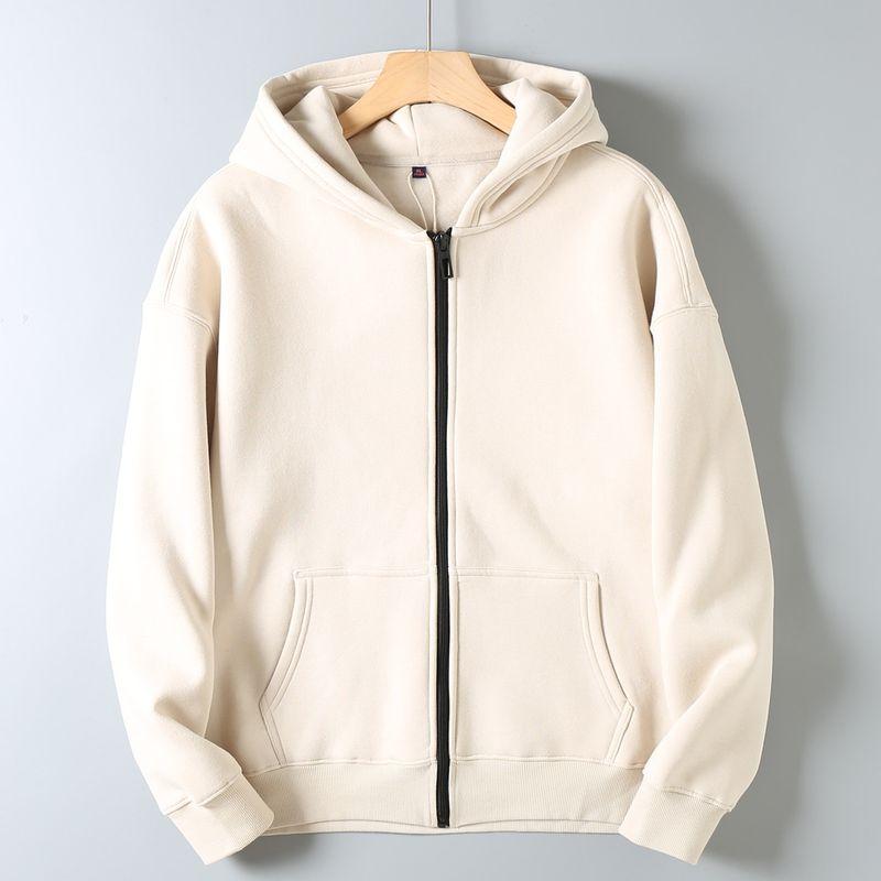 Original Foreign Trade Surplus American-Style Fleece Thickened Hooded Zip-Up Sweatshirt Men's Autumn and Winter Loose Casual Jacket