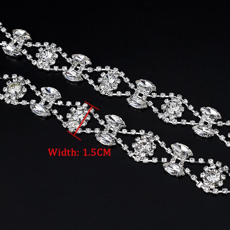 10Yards Rhinestone Sparkle Crystal Diamond Flower Leaf Rhinestone Chain Clothing Bags DIY Arts Wedding Party Gift Decoration