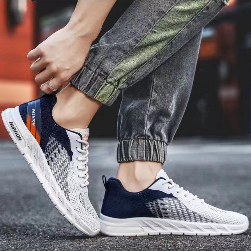 2025 New Fashion Men Running Shoes Knit Breathable Sneaker Outdoor Jogging Trainers Non-slip Lace Up Tennis Shoes Spor Ayakkabı