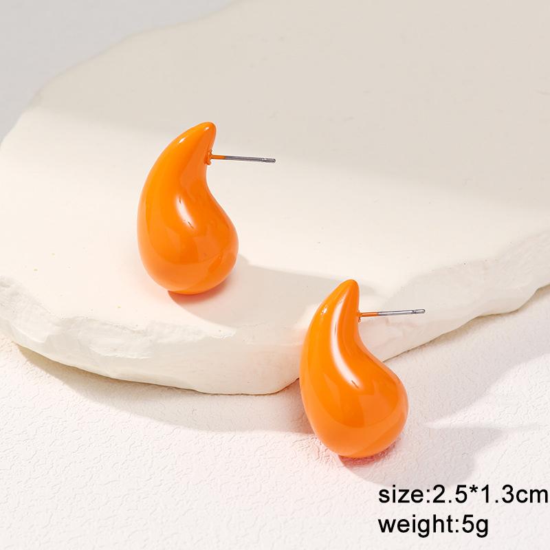 

New Stylish Women s Stud Earrings Red Orange Enamel Small Water Drop Earrings for Female Lovely Cute Earrings aretes de mujer
