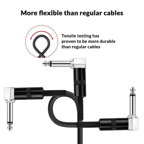 15cm Patch Cables for Guitar Effects Pedals, Black, L-S Plug, 6in/15cm, 1 Cable
