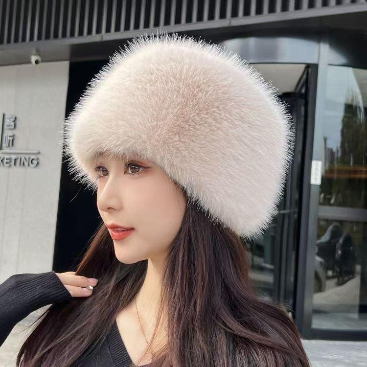 1PC Ear Protection Thick Warm Winter Women's Fashion Fluffy Plush Hat Snow Ski Cap Imitation Fur KTY