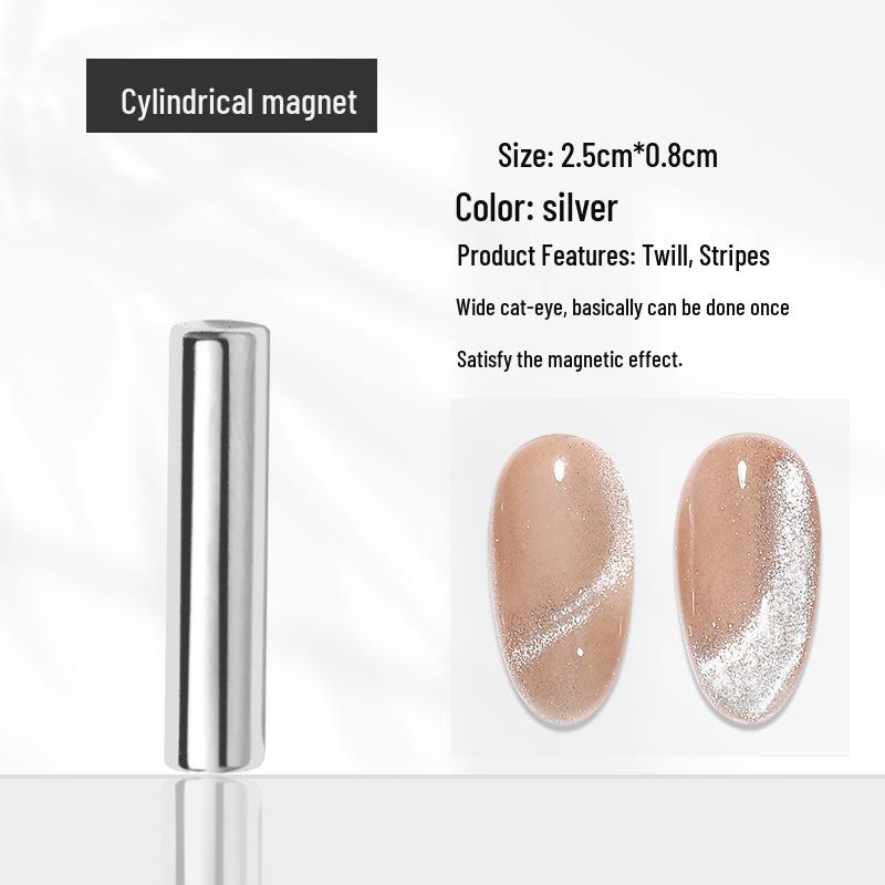 Verbessertes Cat Eye Press-On Nägel Set mit Magnetischem Stift und Blumen Design
