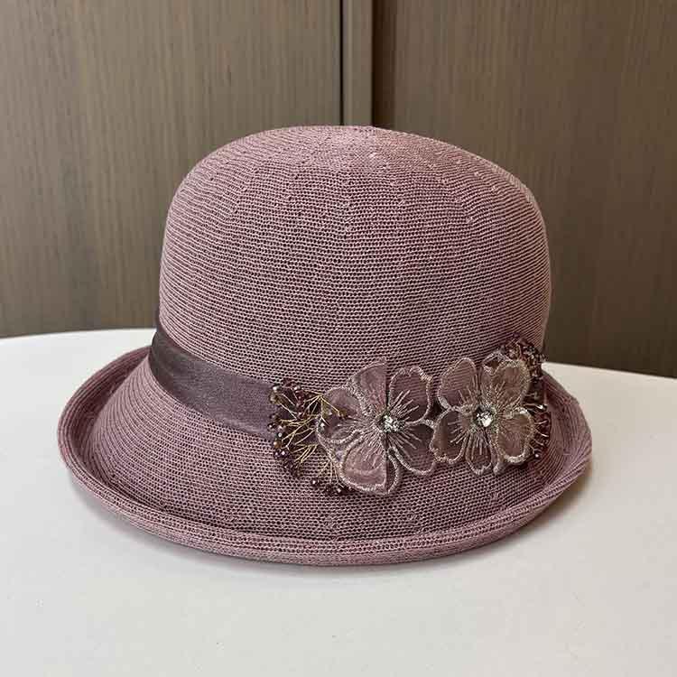 Versatile small edge crimped basin hat, spring and summer sun hat, new fashionable flower top hat, women's sun protection sun hat