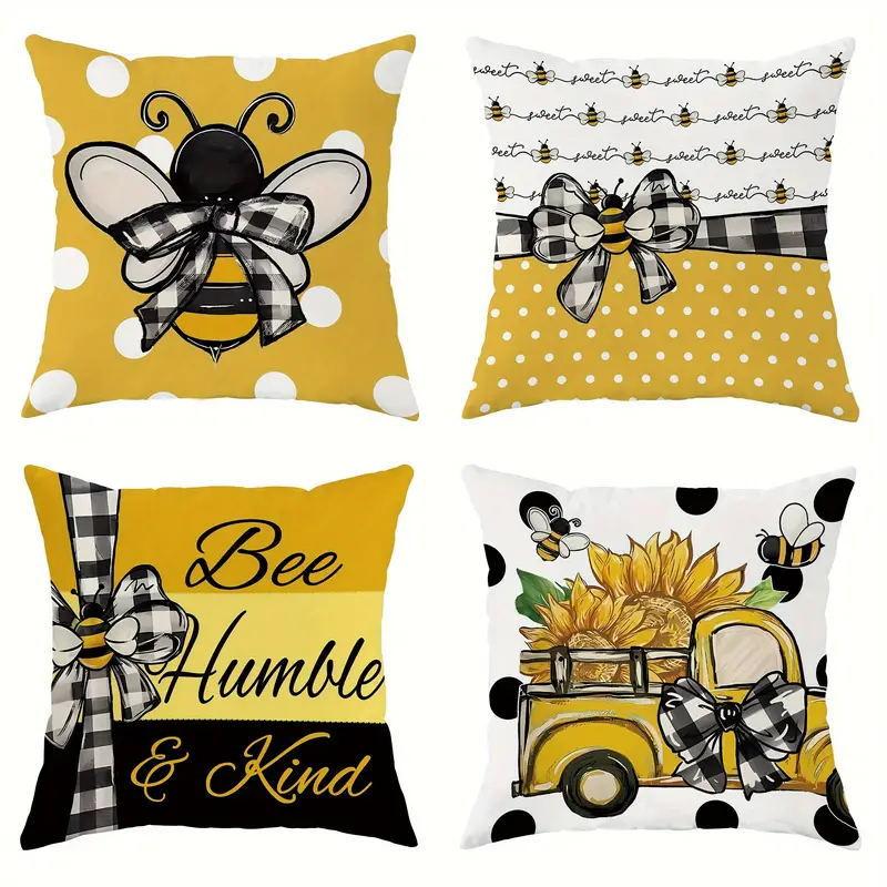Bee Day Printed Pillow Spring and Summer Plant Flower Cushion Living Room Sofa Home Decoration Pillow
