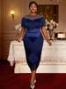 Plus Size European & American Sheer Tassel Evening Gown