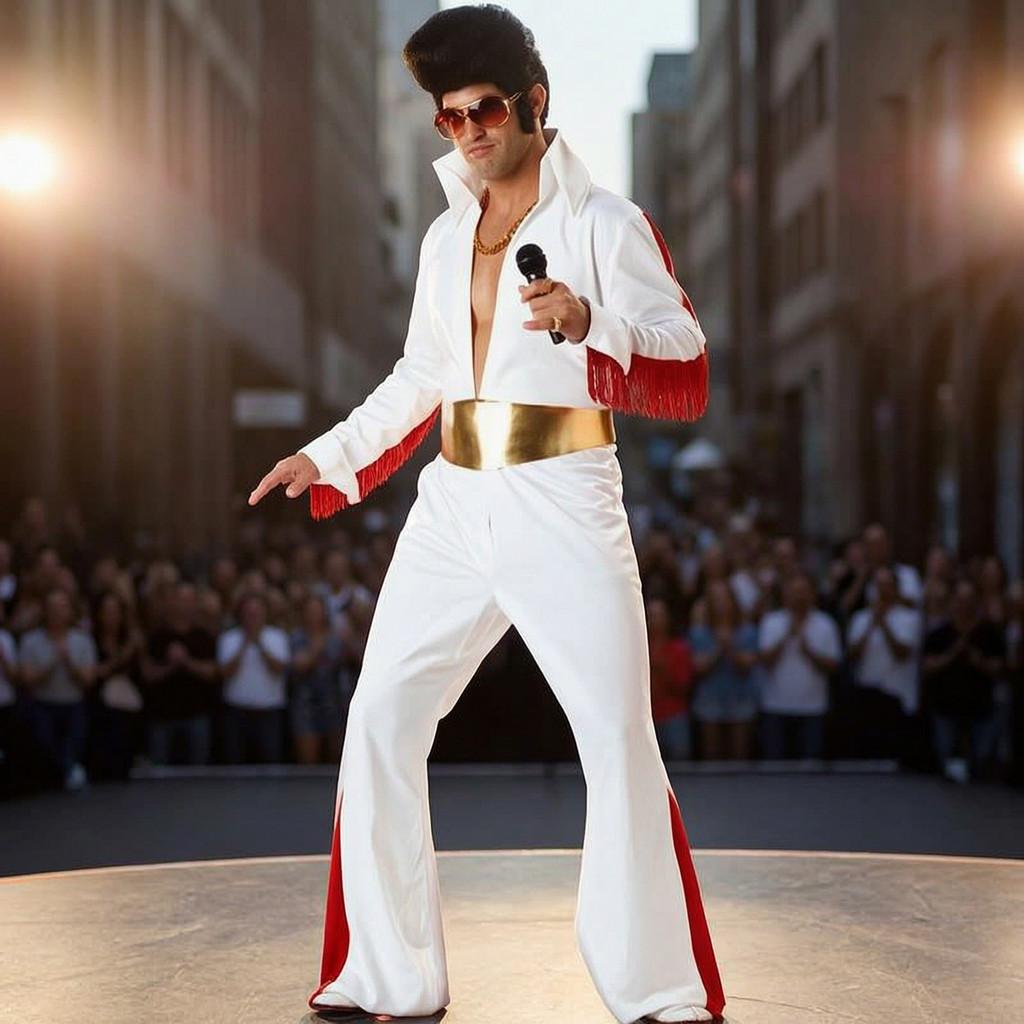 Ensemble de costumes Elvis Presley Marilyn Monroe Avec Perruque Ondulée Pour Fête d'Halloween