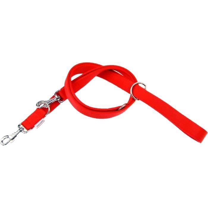 Laisse multifonction - HALTI - Rouge - Nylon et corde - 2 mètres - 2 mousquetons
