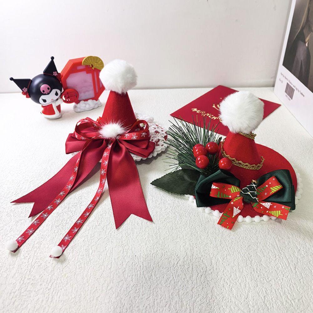 Bowknot Children Christmas Hair Clip Christmas Formal Hat Christmas Hat Headband  Girls