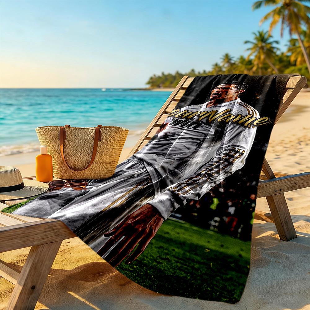 Cristiano Ronaldo Customize Your Name Beach Towel Super Soft Microfiber Quickdry Fabric Perfect for Traveling Yoga Camping and Swimming