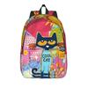 Cartoon Pete the Cat  Backpack for Men Women Fashion Student Work Daypack Groovy  College Shoulder Bag Durable