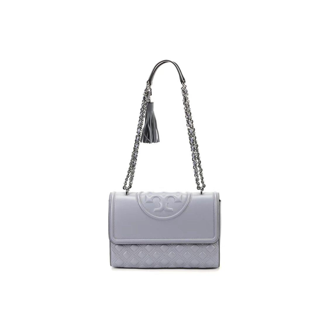 

Tory Burch Fleming Diamond Quilted Embossed Print Tassel Pendant Woven Chain Flap Bag Women Shoulder Bag Blue 76997-023 Basic Set (Bag+Dust Bag)