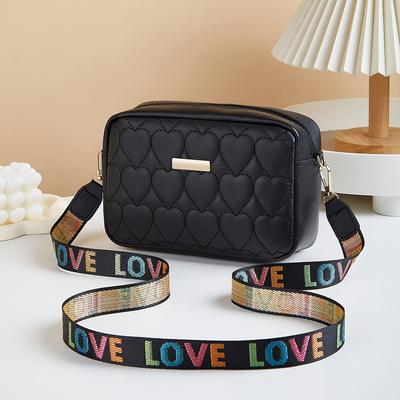 Classic Heart Pattern Bag Shoulder Bag | Women's Crossbody Bag, Large Capacity Square Bag